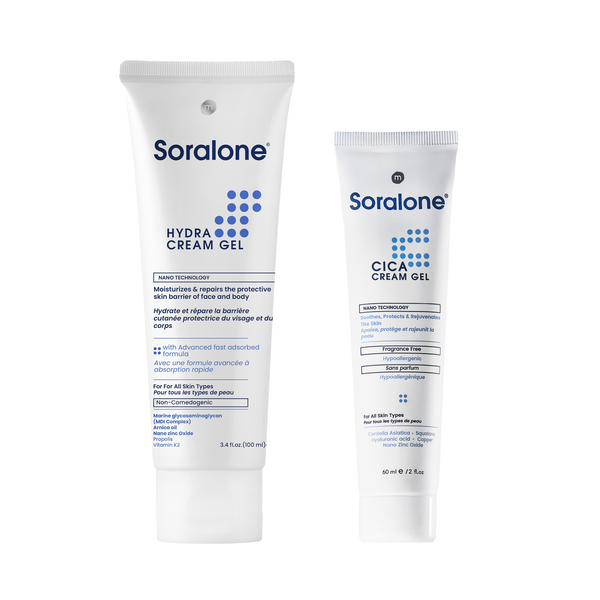 The Ultimate Duo For Hydration & Recovery: Soralone Cica Cream Gel 60ml + Soralone Hydra Cream Gel 100ml