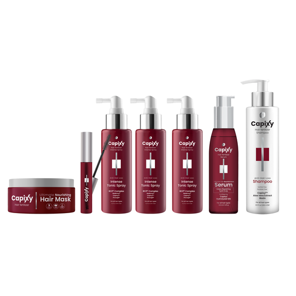 Capixy Treat & Style Bundle (3 Intense Sprays 125 ml + Lash Treatment Serum 10ml + Hair Serum 120 ml + Shampoo 250ml + Hair Mask)